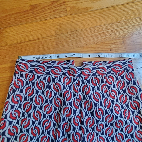Vintage Red Blue & White Patterned Women's 70s Wide Leg Pants - Picture 5 of 9